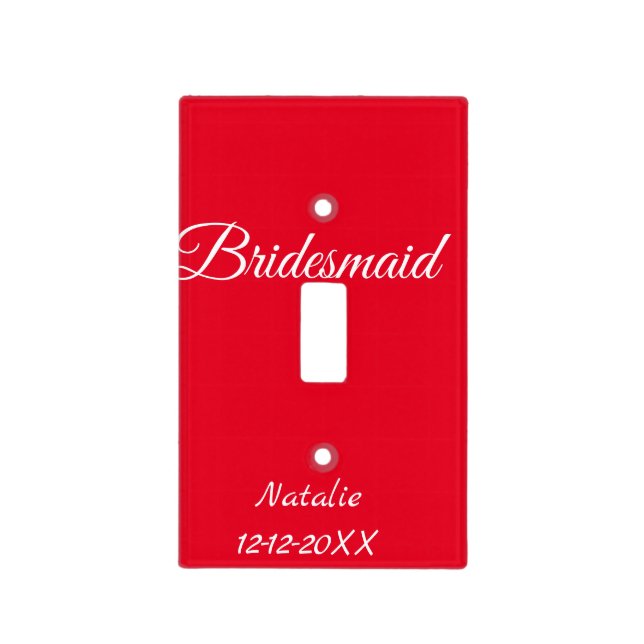 Simple minimal pink bridesmaid add name year text  light switch cover (Front)