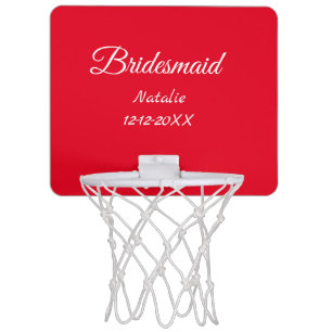 Simple minimal pink bridesmaid add name year text mini basketball hoop