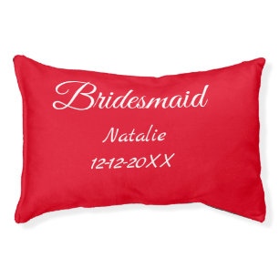 Simple minimal pink bridesmaid add name year text pet bed