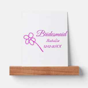 Simple minimal pink bridesmaid add name year text picture ledge