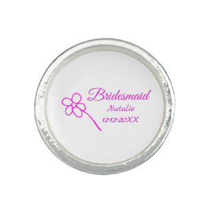 Simple minimal pink bridesmaid add name year text  ring