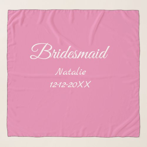 Simple minimal pink bridesmaid add name year text  scarf