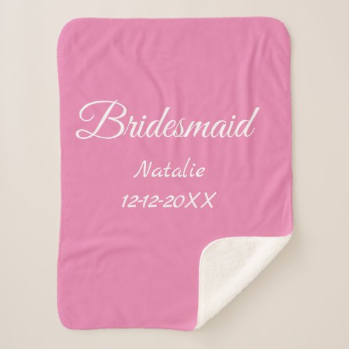 Simple minimal pink bridesmaid add name year text  sherpa blanket