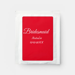 Simple minimal pink bridesmaid add name year text tea bag drink mix