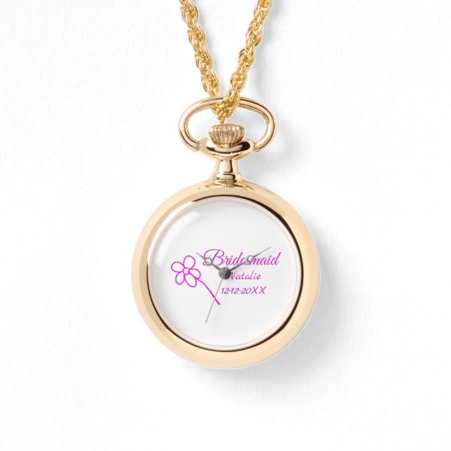 Simple minimal pink bridesmaid add name year text  watch (Front)