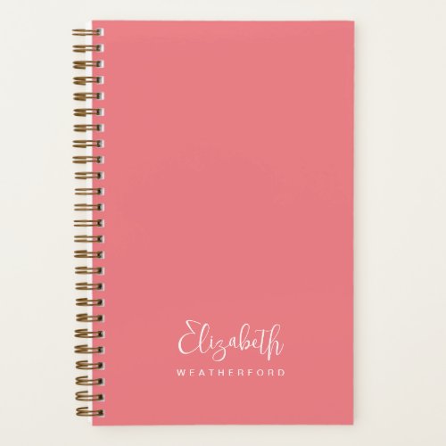 Simple Minimal Pink Calligraphy Script Name Notebook