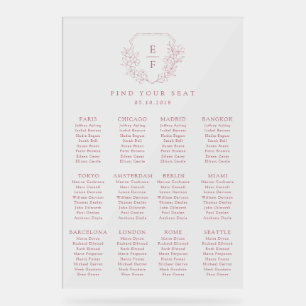 Simple Minimal Pink Cherry Blossom Seating Chart