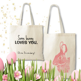 Simple Minimal Pink Easter Bunny  Tote Bag