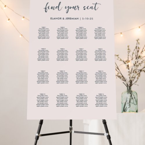 Simple Minimal Pink Find Your Seat Wedding Seating Foam Board