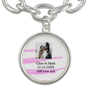 Simple minimal pink glitter add your text name yea bracelet