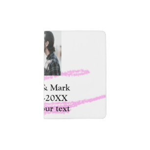 Simple minimal pink glitter add your text name yea passport holder