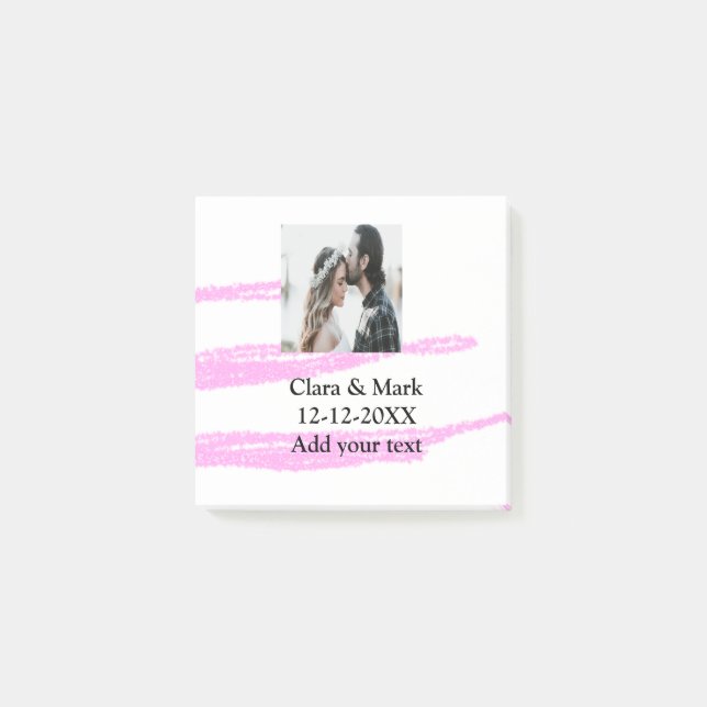 Simple minimal pink glitter add your text name yea post-it notes (Front)