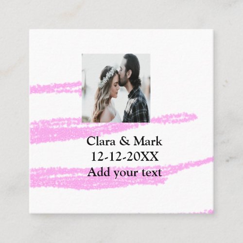 Simple minimal pink glitter add your text name yea square business card