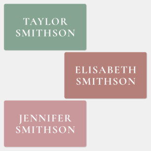 Simple Minimal Pink & Green Add Your Name School Labels