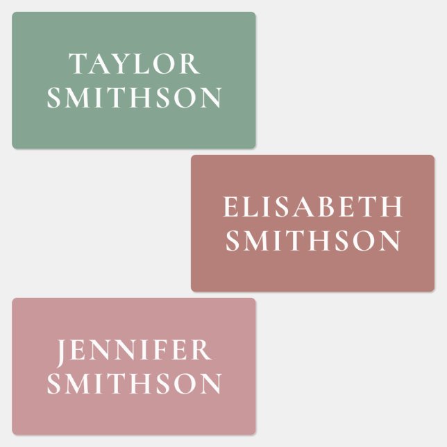   Simple Minimal Pink & Green Add Your Name School Labels (Group)