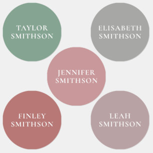 Simple Minimal Pink & Green Add Your Name School Labels