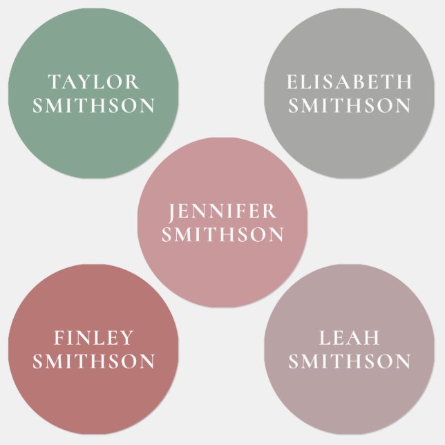   Simple Minimal Pink & Green Add Your Name School Labels (Group)