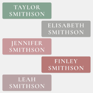 Simple Minimal Pink & Green Add Your Name School Labels