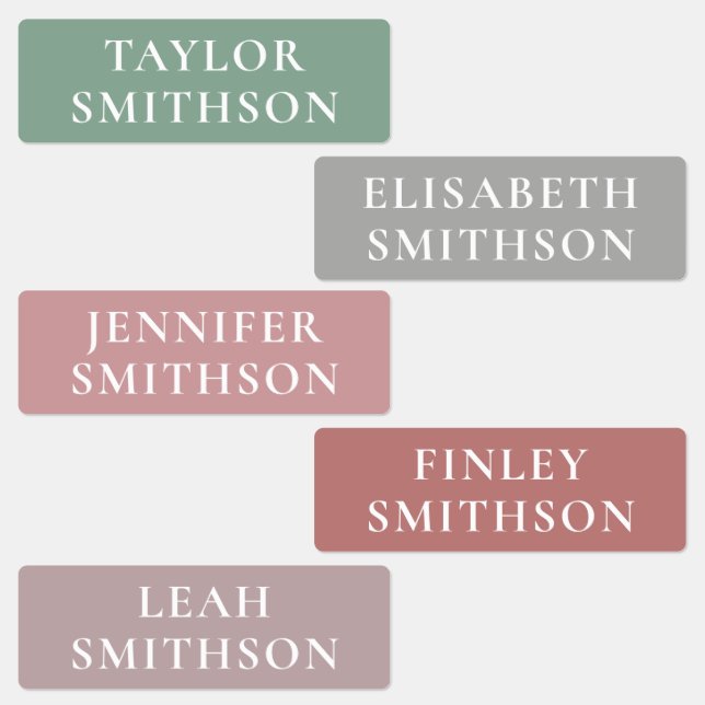   Simple Minimal Pink & Green Add Your Name School Labels (Group)