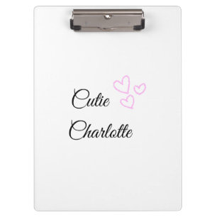 simple minimal pink heart glitter sparkle add name clipboard