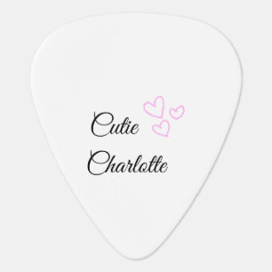 simple minimal pink heart glitter sparkle add name guitar pick