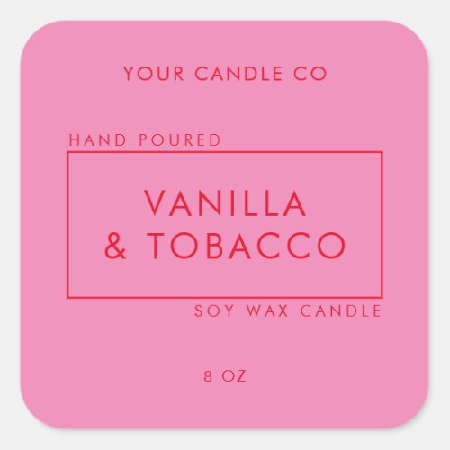 Simple Minimal Pink Red Candle Label