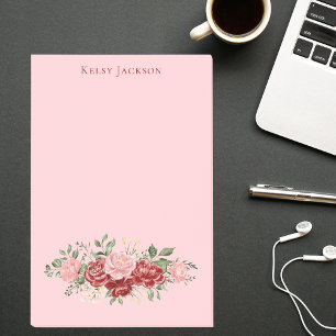 Simple Minimal Pink & Red Elegant Floral Post-it Notes