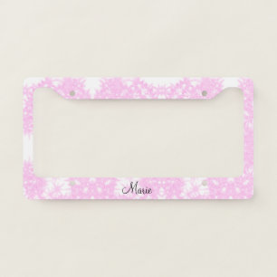 simple minimal pink sparkle glitter add your name license plate frame