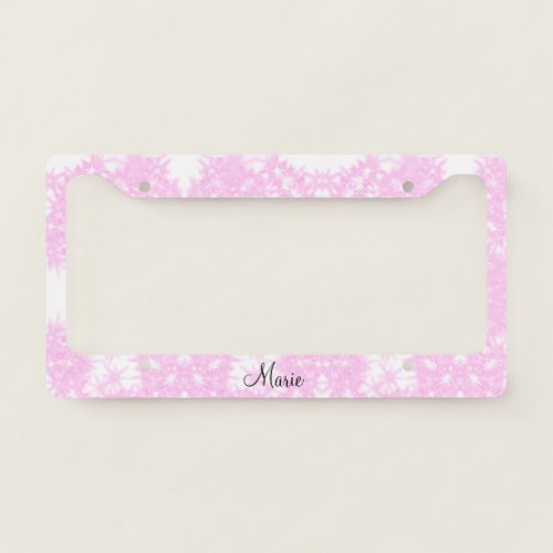 simple minimal pink sparkle glitter add your name  license plate frame