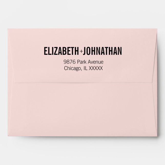 Simple & Minimal Pink Typography Wedding Envelope (Back (Top Flap))