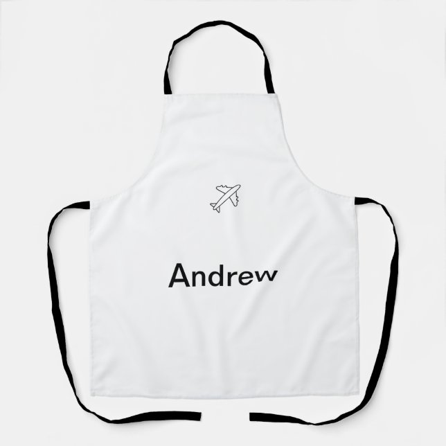Simple minimal plane travel add your name beach fl apron (Front)