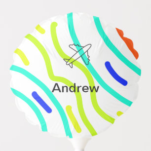 Simple minimal plane travel add your name beach fl balloon