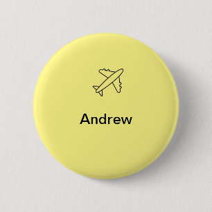 Simple minimal plane travel add your name beach fl button