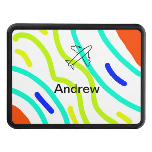 Simple minimal plane travel add your name beach fl hitch cover