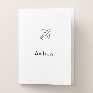 Simple minimal plane travel add your name beach fl pocket folder