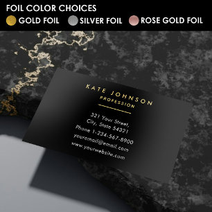 Simple Minimal Professional Gold Foil Black Business Cards