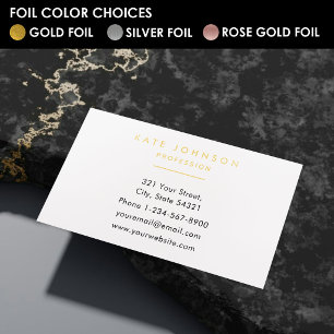 Simple Minimal Professional Gold Foil White Business Cards