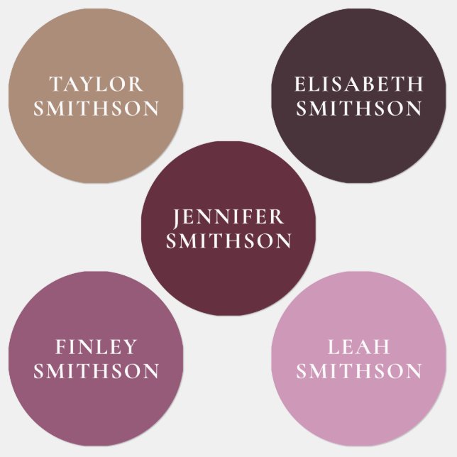   Simple Minimal Purple & Tan Add Your Name School Labels (Group)