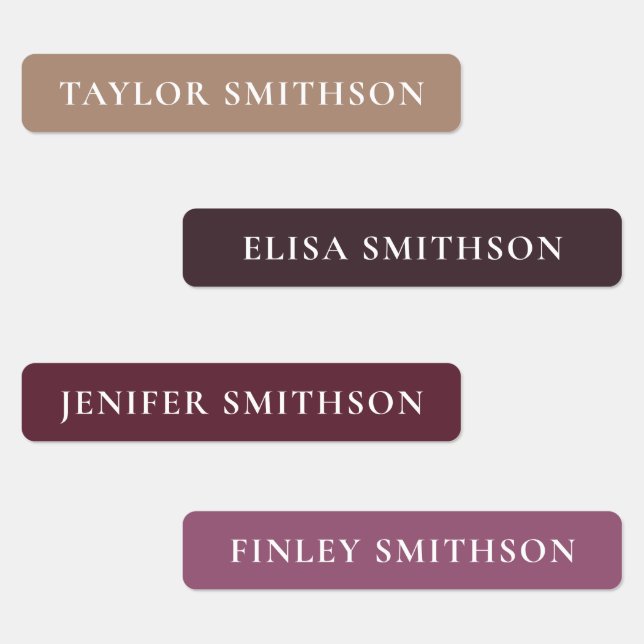   Simple Minimal Purple & Tan Add Your Name School Labels (Group)