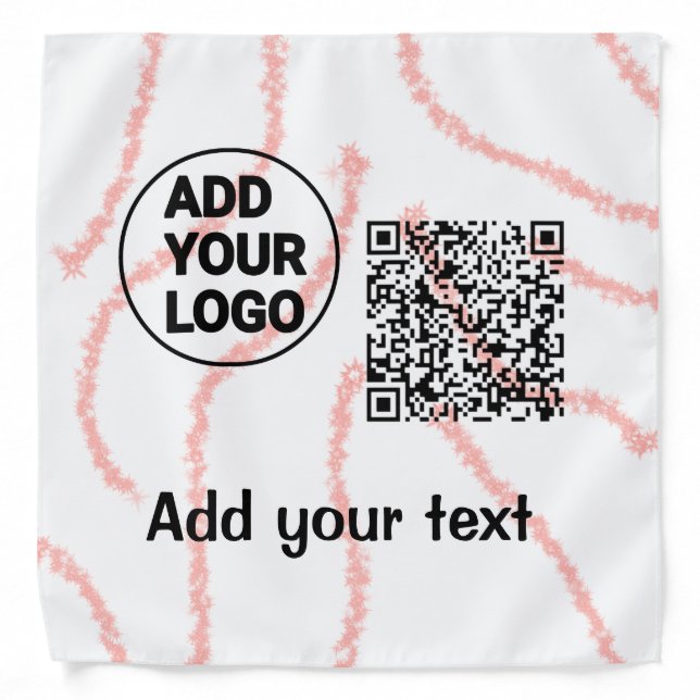 Simple minimal q r code add logo scan code name  t bandana (Front)