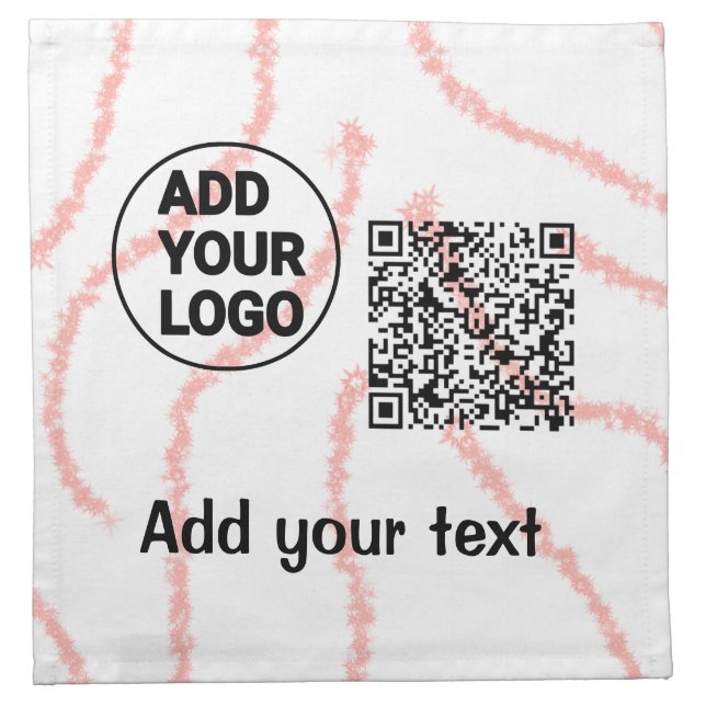 Simple minimal q r code add logo scan code name  t cloth napkin (Front)