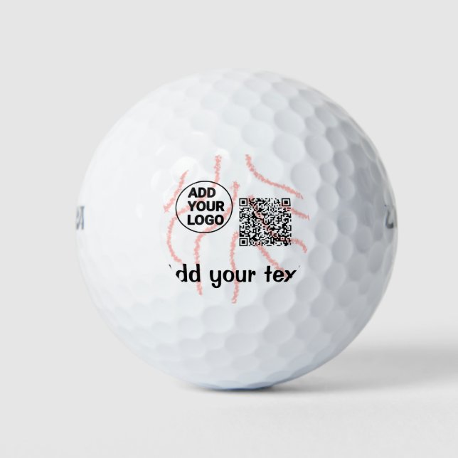 Simple minimal q r code add logo scan code name  t golf balls (Front)