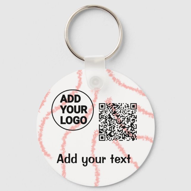 Simple minimal q r code add logo scan code name  t keychain (Front)