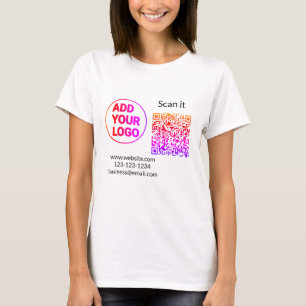 Simple minimal q r code add logo scan code name T-Shirt
