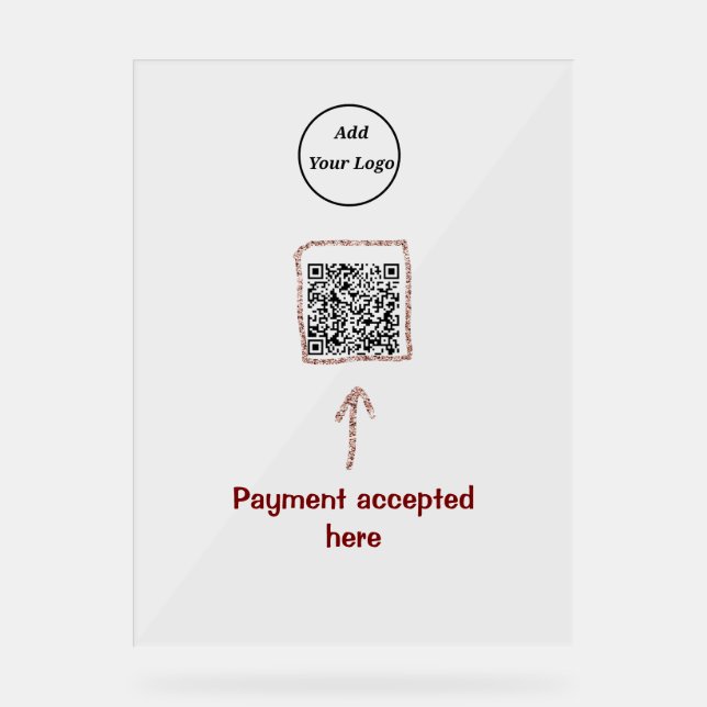 Simple minimal q r code add logo scan code name te acrylic sign (Front)