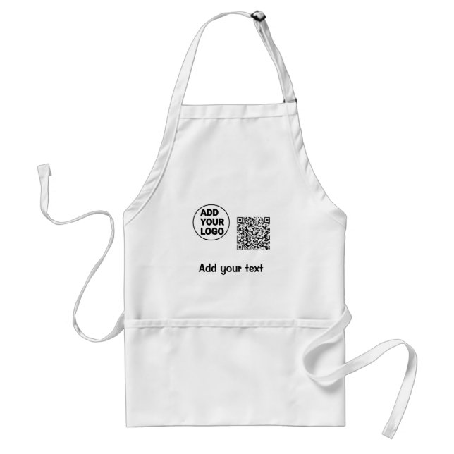 Simple minimal q r code add logo scan code name te adult apron (Front)