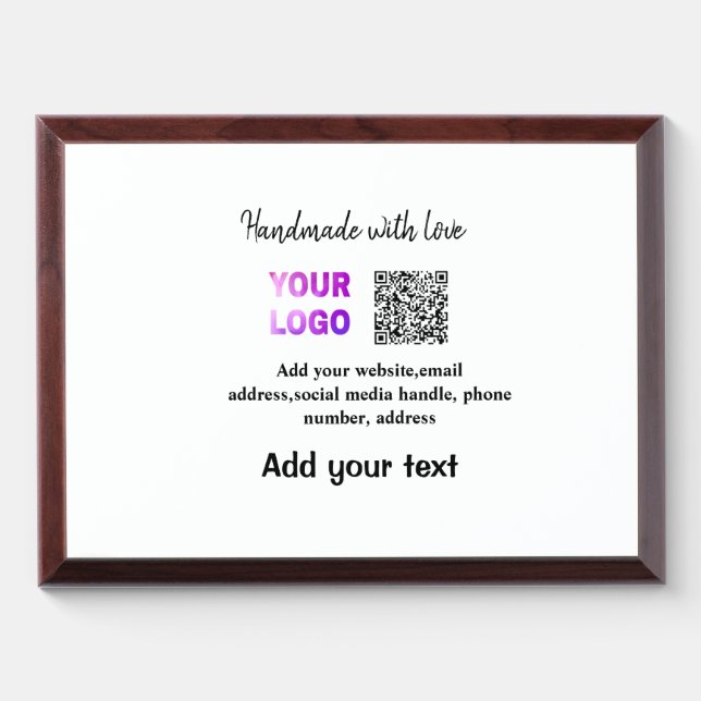 Simple minimal q r code add logo scan code name te award plaque (Horizontal)