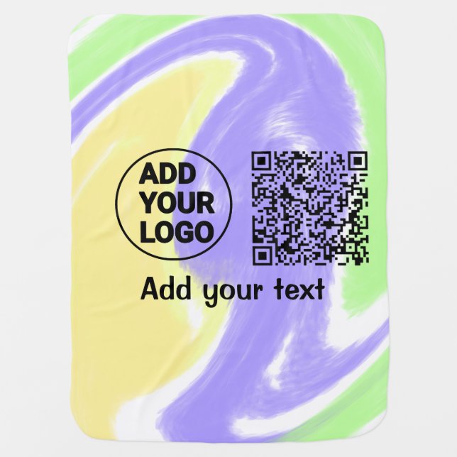 Simple minimal q r code add logo scan code name te baby blanket (Front)