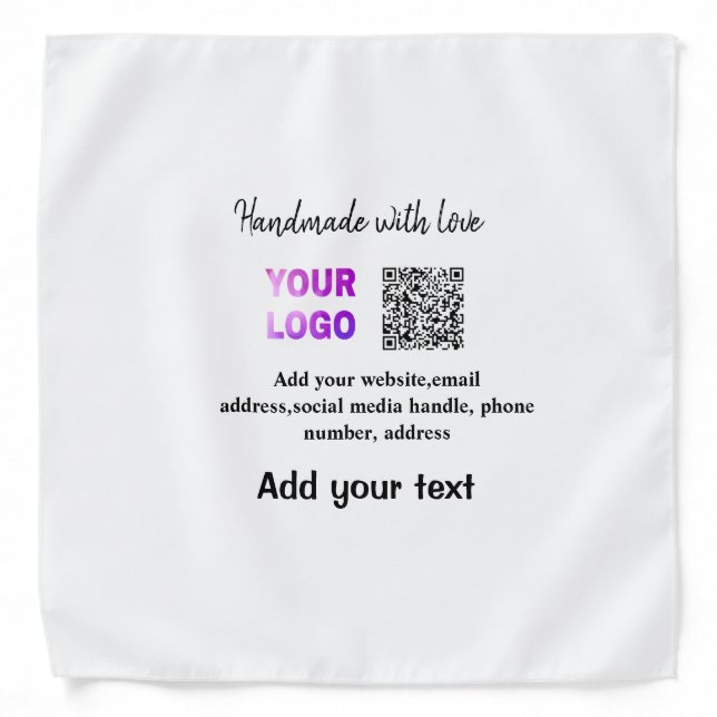 Simple minimal q r code add logo scan code name te bandana (Front)