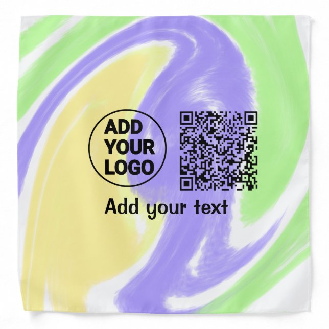 Simple minimal q r code add logo scan code name te bandana (Front)